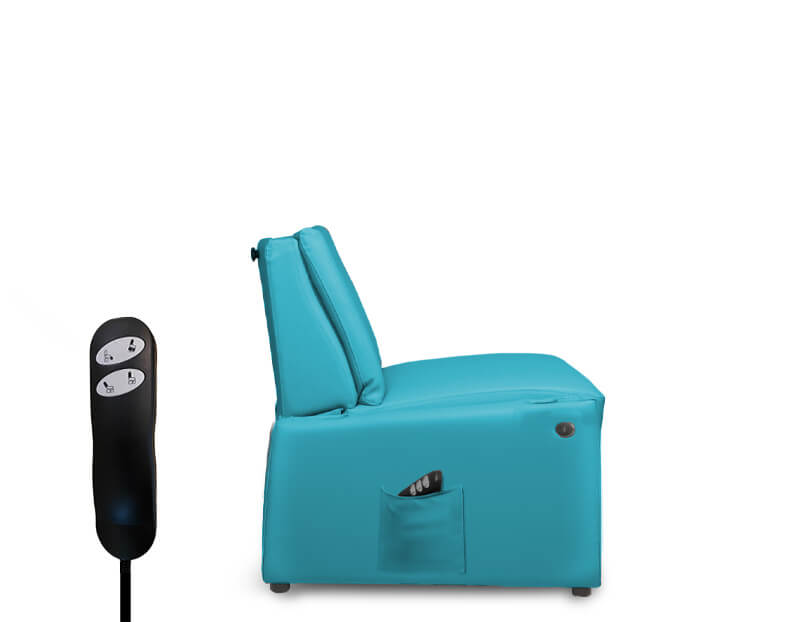 Sessel für (ambulante) Pflege mit entfernten Armlehnen für Transfer Bett-Sessel / Rollstuhl-Sessel und für die Behandlung Senioren / Patienten mit höherem Gewicht (XXL-Patientensessel)