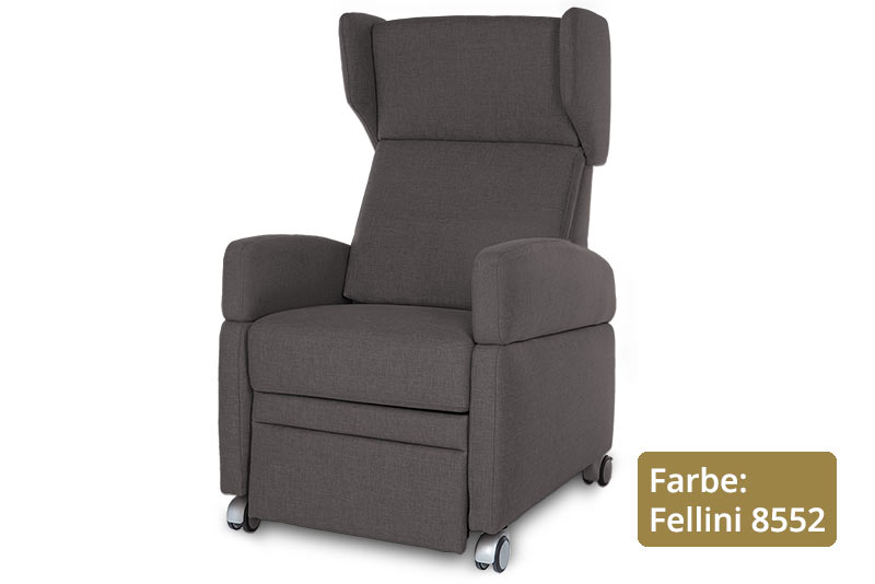 Kurze Lieferzeit: VIANDOpflege® in anthrazit mit Rollen, Aufstehhilfe, Akku und Ohrenbacken