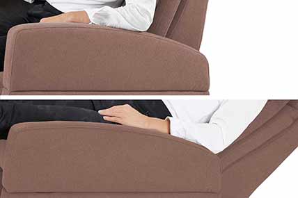 Gerundete Armlehne für angenehmen Auflegen ohne Kanten